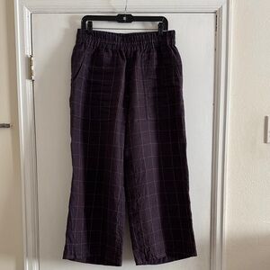 nPL PUGLIA straight cut linen pants (Gingham Collection) in
Plum Herringbone
